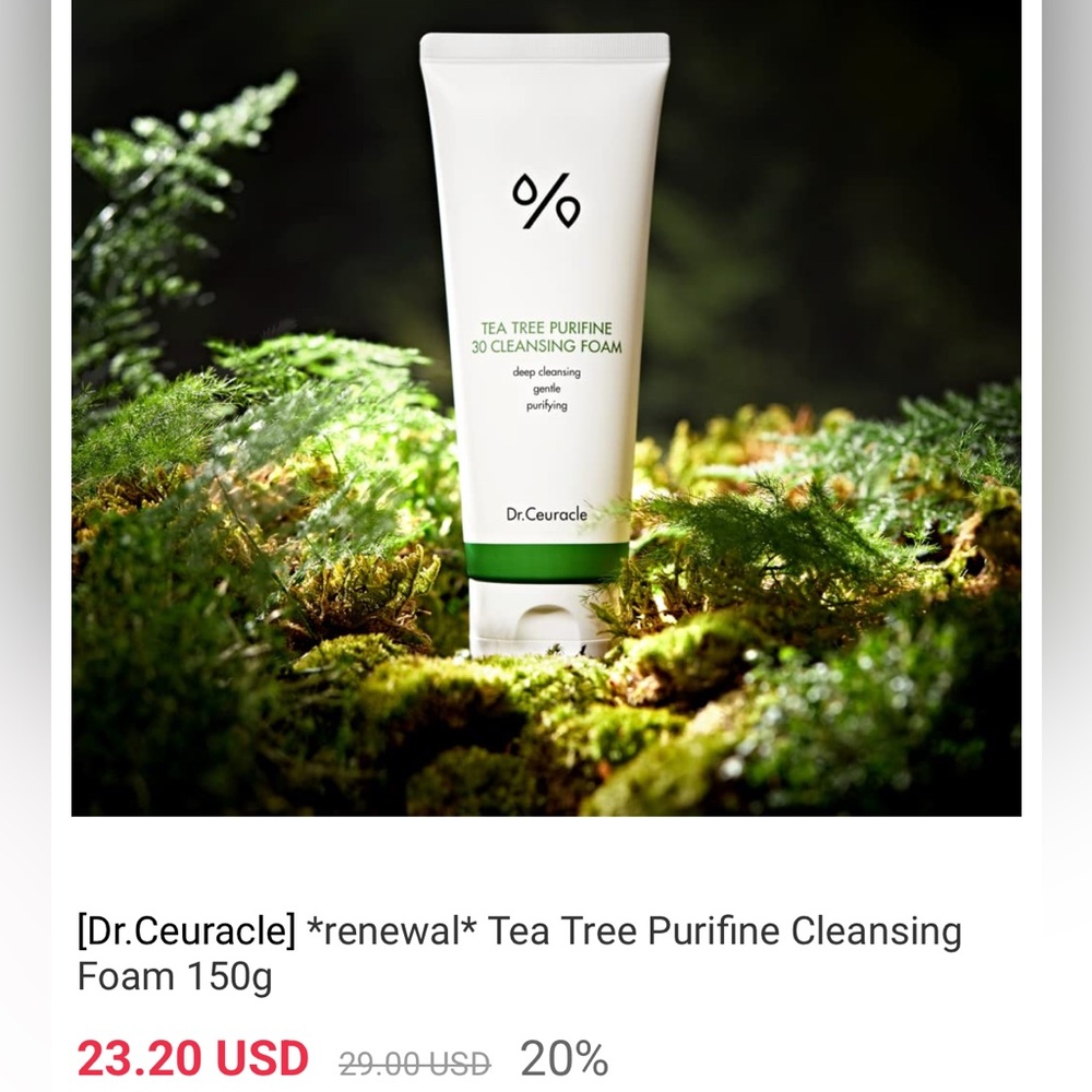 Dr ceuracle Tea Tree Purifine Cleansing Foam 150g & Secret Key To er 248ml